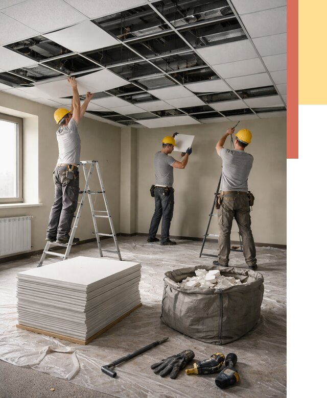 Демонтаж потолка Армстронг в Вятских Полянах от 4568 руб. быстро и недорого | ОТДЕЛОЧНИК-Втс