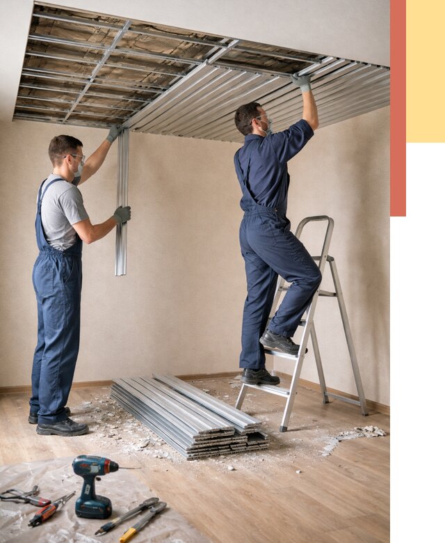 Демонтаж реечного потолка в Вятских Полянах от 4568 руб. быстро и недорого | ОТДЕЛОЧНИК-Втс