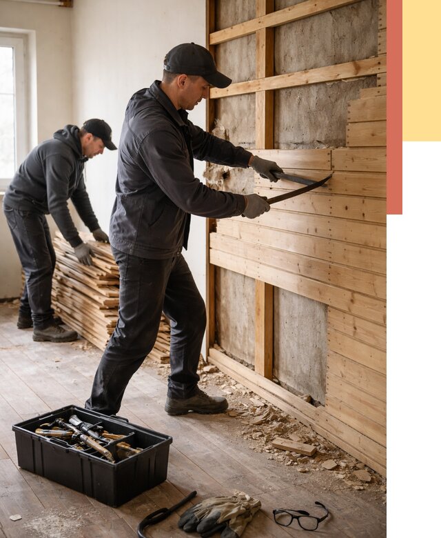 Демонтаж вагонки в Вятских Полянах от 3857 руб/м2 — быстро и недорого | ОТДЕЛОЧНИК-Втс