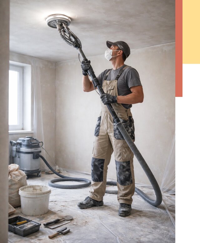 Шлифовка потолка в Вятских Полянах от 3553 руб. — услуги шлифования потолка | ОТДЕЛОЧНИК-Втс