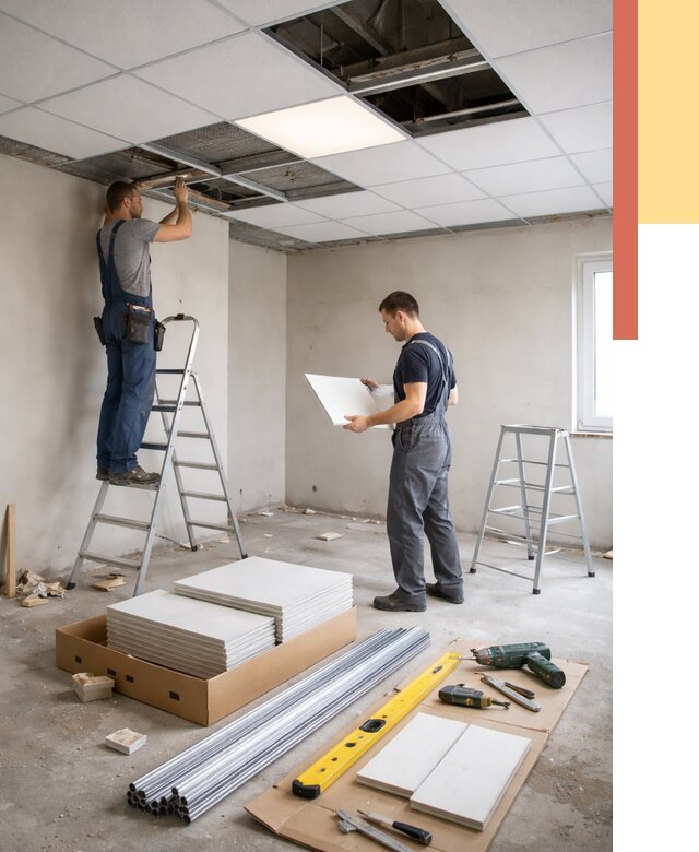 Монтаж потолка армстронг в Вятских Полянах от 4568 руб/м2 — быстрая установка под ключ | ОТДЕЛОЧНИК-Втс