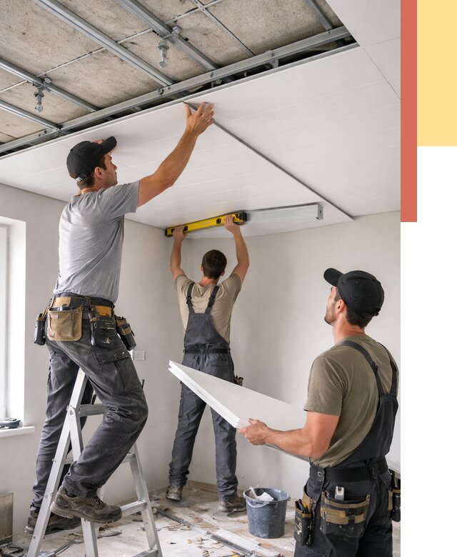 Монтаж потолка из ПВХ панелей в Вятских Полянах от 3553 руб./м2 — быстро и недорого | ОТДЕЛОЧНИК-Втс