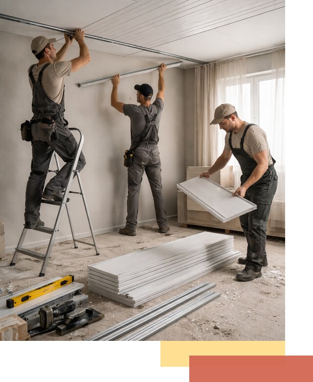 Монтаж потолка из ПВХ панелей в Вятских Полянах оперативно и качественно