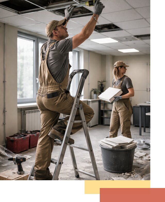 Ремонт потолка Армстронг и замена плит в Вятских Полянах