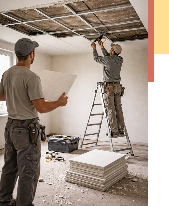 Замена плит подвесного потолка в Вятских Полянах от 1776 руб. быстро и недорого | ОТДЕЛОЧНИК-Втс