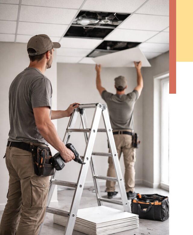 Обслуживание подвесного потолка в Вятских Полянах от 3553 руб. — быстро и недорого | ОТДЕЛОЧНИК-Втс