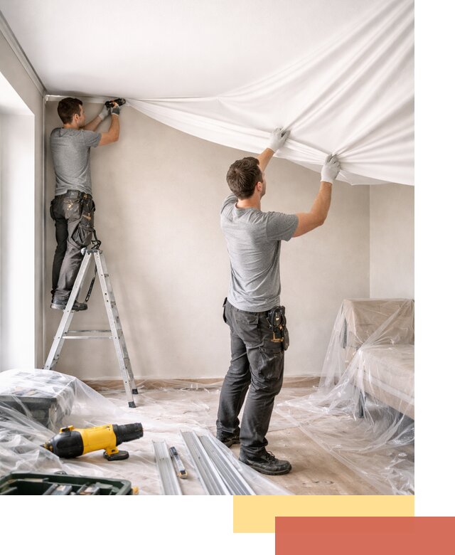 Монтаж тканевого натяжного потолка в Вятских Полянах недорого и быстро