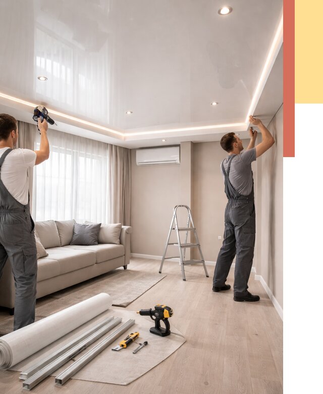 Монтаж глянцевого натяжного потолка в Вятских Полянах от 761 руб. под ключ | ОТДЕЛОЧНИК-Втс