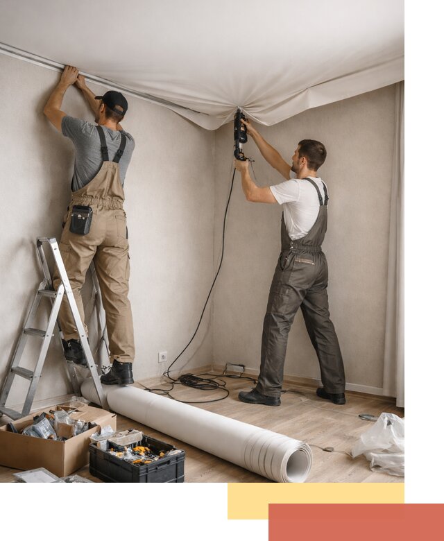 Монтаж цветного натяжного потолка в Вятских Полянах за один день