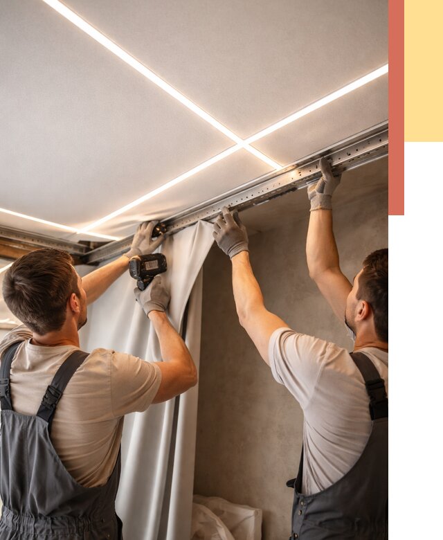 Монтаж натяжного потолка со световыми линиями в Вятских Полянах от 1218 руб. | ОТДЕЛОЧНИК-Втс