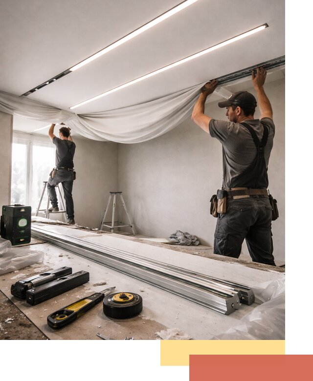 Монтаж натяжных потолков со световыми линиями в Вятских Полянах