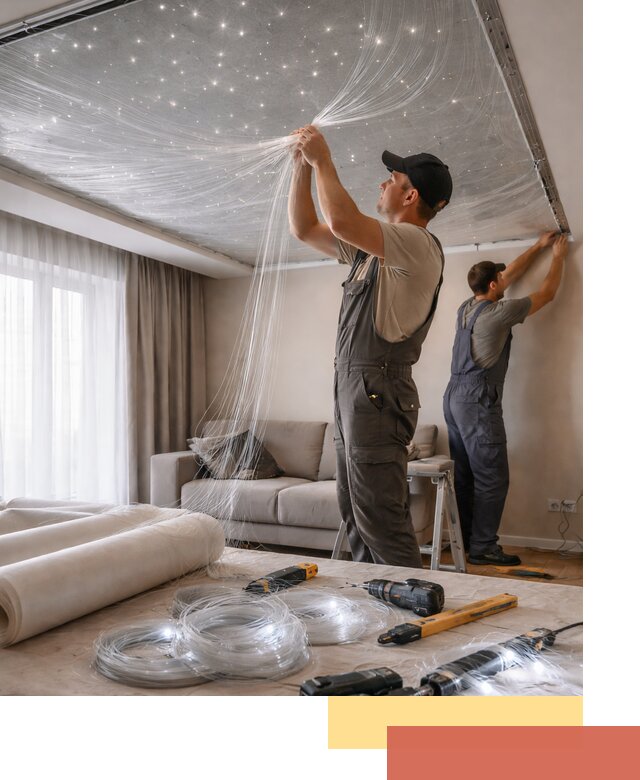 Монтаж натяжного потолка «Звездное небо» в Вятских Полянах