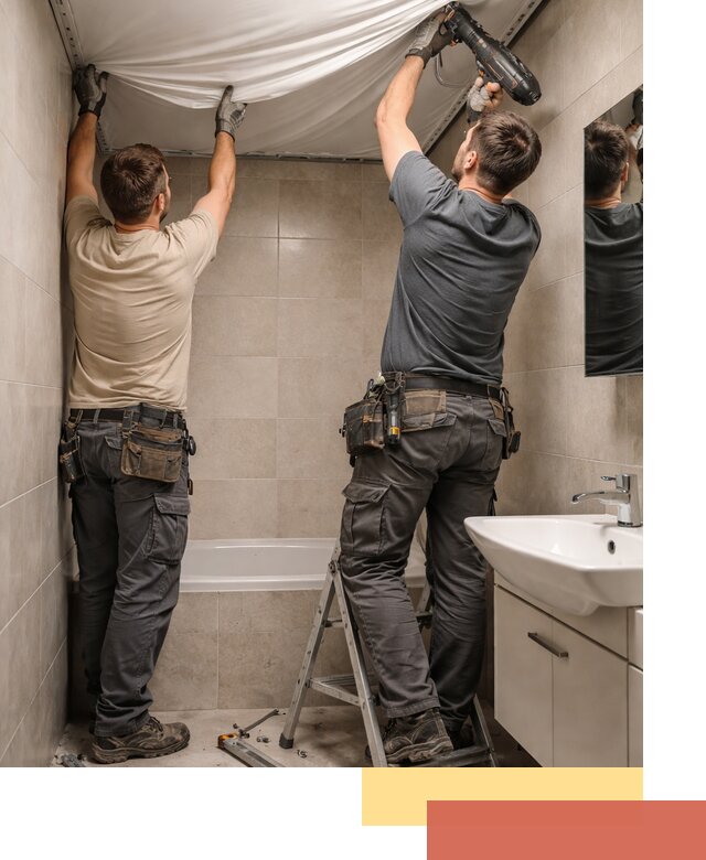 Монтаж натяжного потолка в ванной в Вятских Полянах быстро и качественно