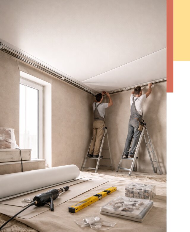 Монтаж натяжного потолка в спальне в Вятских Полянах от 3857 руб. под ключ | ОТДЕЛОЧНИК-Втс