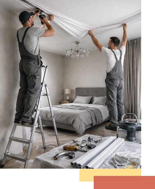 Монтаж натяжного потолка в спальне в Вятских Полянах