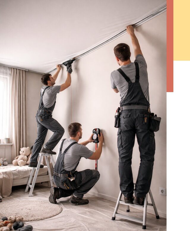 Монтаж натяжного потолка в детской в Вятских Полянах от 3553 руб. — быстро и недорого | ОТДЕЛОЧНИК-Втс