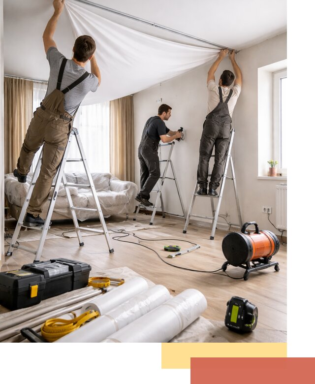 Монтаж натяжного потолка в гостиной в Вятских Полянах