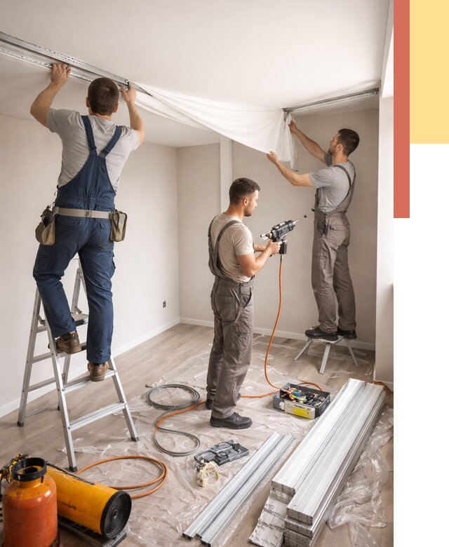 Монтаж натяжного потолка в студии в Вятских Полянах от 5583 руб. — быстро и недорого | ОТДЕЛОЧНИК-Втс