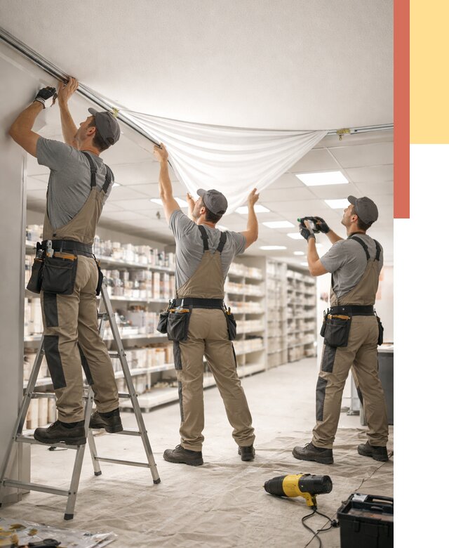 Монтаж натяжного потолка в магазине в Вятских Полянах от 4568 руб. быстро и недорого | ОТДЕЛОЧНИК-Втс