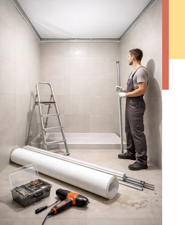 Монтаж натяжного потолка в санузле в Вятских Полянах от 1878 руб. — ОТДЕЛОЧНИК-Втс