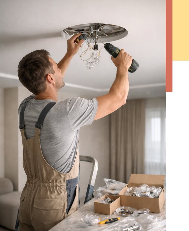 Установка люстры в натяжной потолок в Вятских Полянах от 1218 руб. | Быстро и недорого — ОТДЕЛОЧНИК-Втс