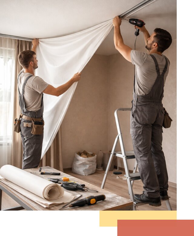 Замена полотна натяжного потолка в Вятских Полянах быстро и качественно