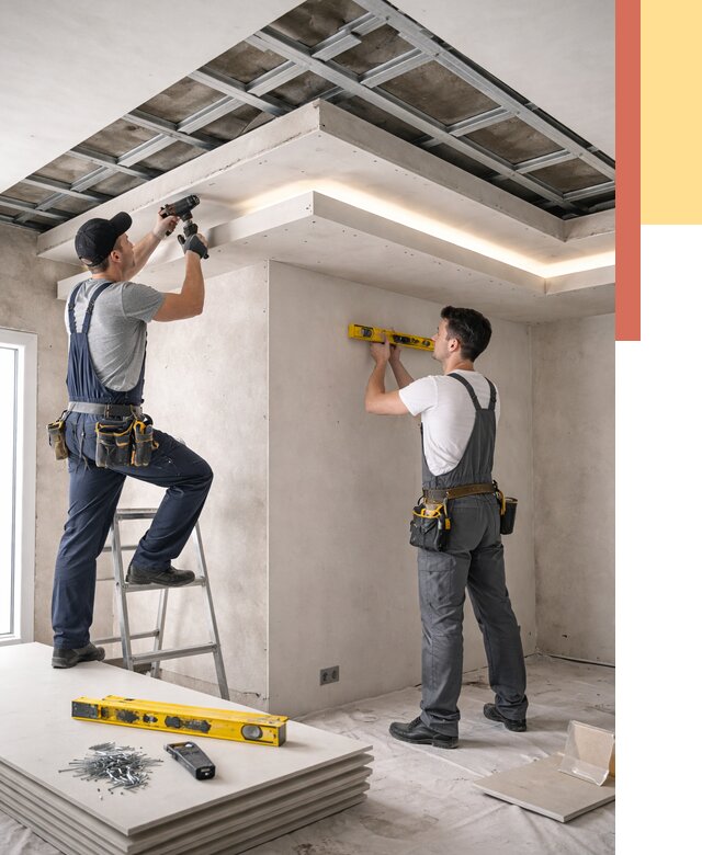 Двухуровневый потолок из гипсокартона в Вятских Полянах от 1472 руб. под ключ | ОТДЕЛОЧНИК-Втс