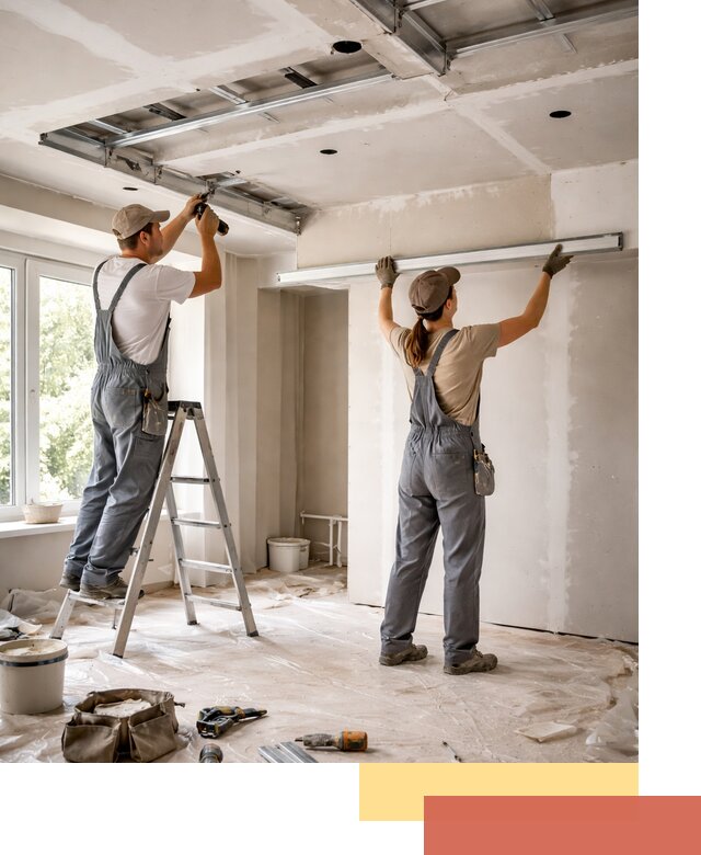 Монтаж многоуровневого потолка из гипсокартона в Вятских Полянах