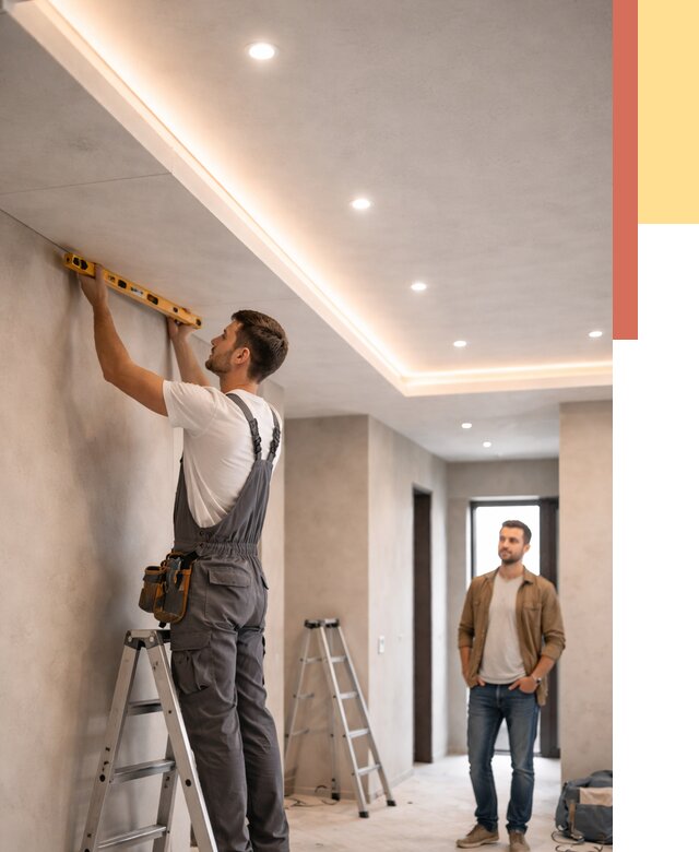 Потолок из гипсокартона с подсветкой в Вятских Полянах от 761 руб./м2 под ключ | ОТДЕЛОЧНИК-Втс