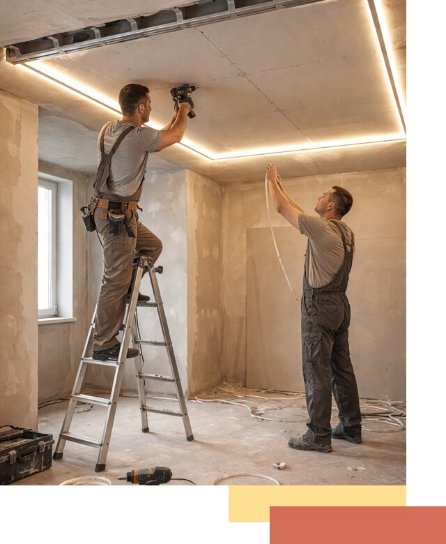 Потолок из гипсокартона с подсветкой в Вятских Полянах