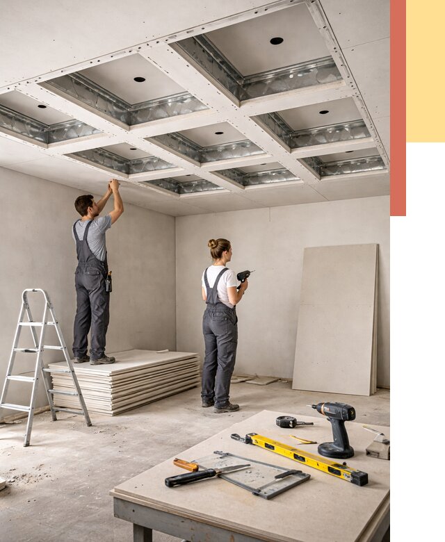 Кессонный потолок из гипсокартона в Вятских Полянах от 1878 руб. — монтаж и под ключ | ОТДЕЛОЧНИК-Втс