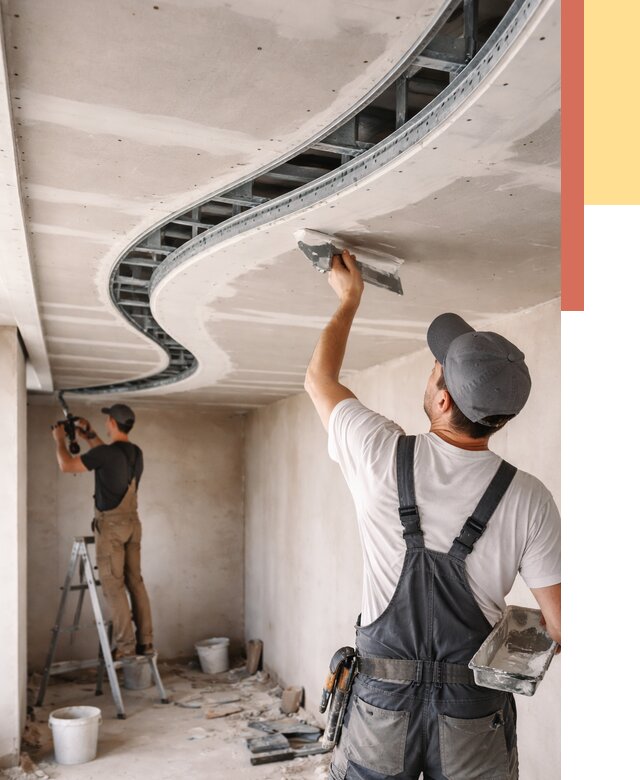 Криволинейный потолок из гипсокартона в Вятских Полянах от 2132 руб./м2 | ОТДЕЛОЧНИК-Втс