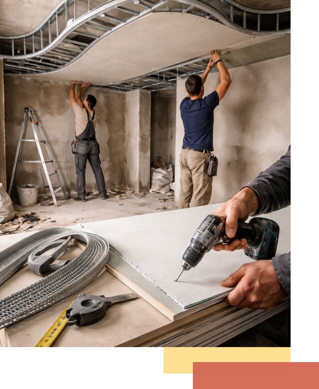 Криволинейный потолок из гипсокартона в Вятских Полянах — монтаж и отделка