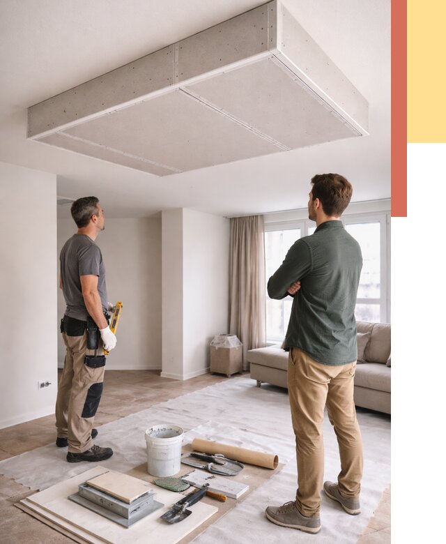 Короб на потолке из гипсокартона в Вятских Полянах от 2233 руб. — монтаж и услуги под ключ | ОТДЕЛОЧНИК-Втс