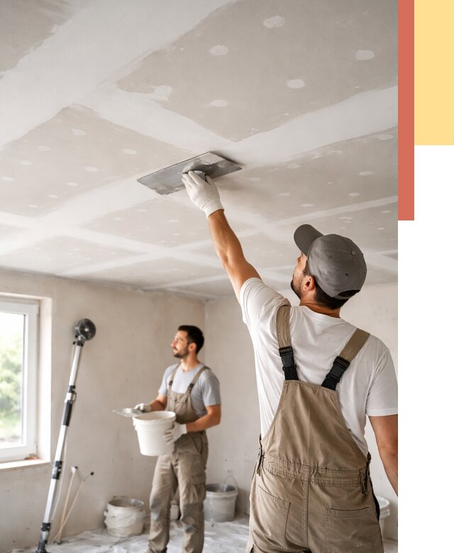 Шпаклевка потолка из гипсокартона в Вятских Полянах от 3248 руб./м2 — услуги под ключ | ОТДЕЛОЧНИК-Втс