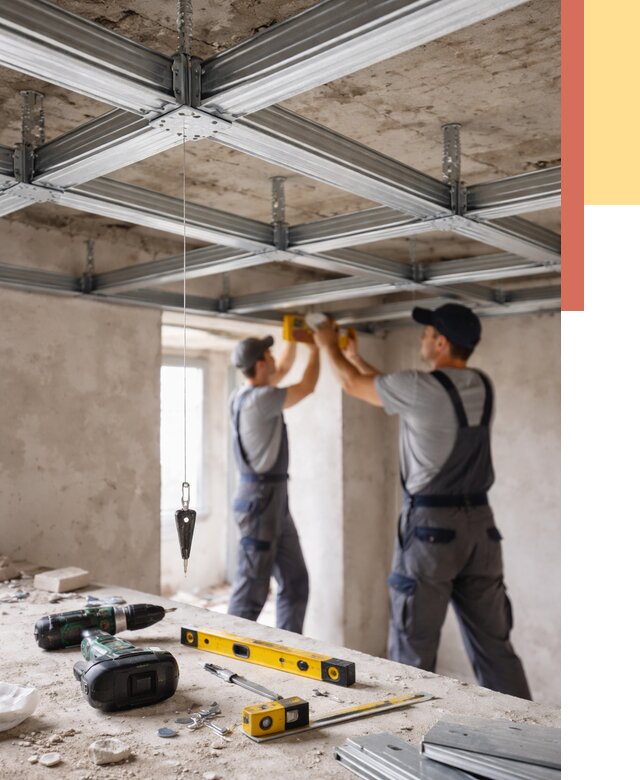 Монтаж каркаса потолка из профиля в Вятских Полянах от 4568 руб. — услуги ОТДЕЛОЧНИК-Втс