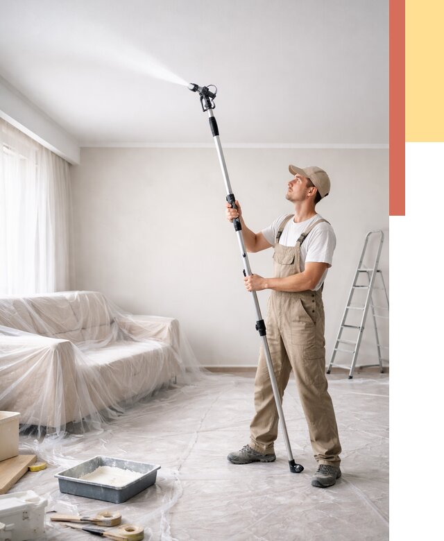 Покраска потолка краскопультом в Вятских Полянах от 4568 руб. быстро и недорого | ОТДЕЛОЧНИК-Втс