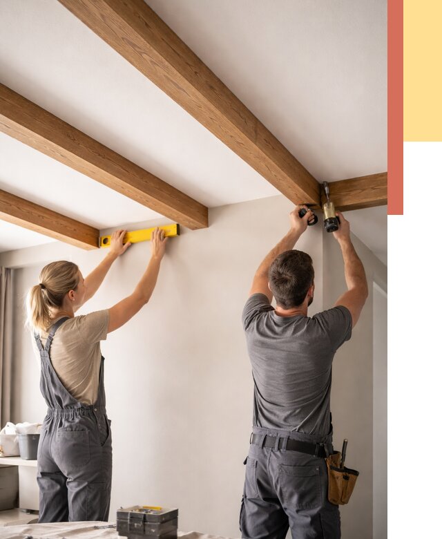 Монтаж декоративных балок на потолок в Вятских Полянах от 4263 руб. — ОТДЕЛОЧНИК-Втс